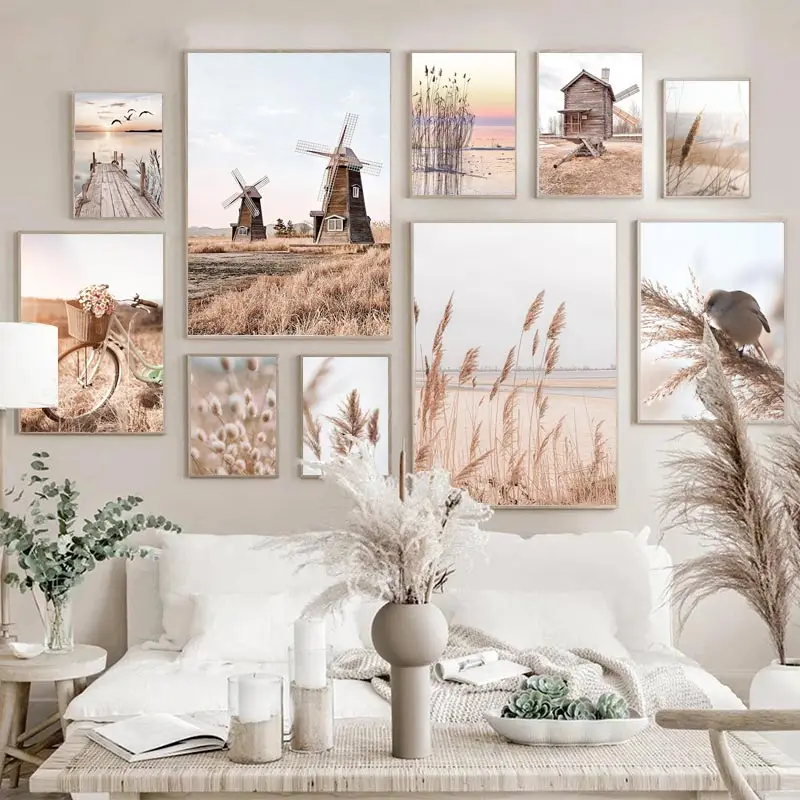 Orchard Sprayer Tractor - Beige Landscape Wall Art Poster Bike